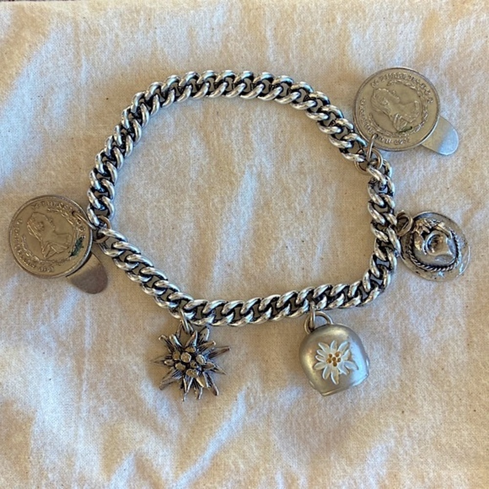 Vintage Silver Metal Charm Bracelet